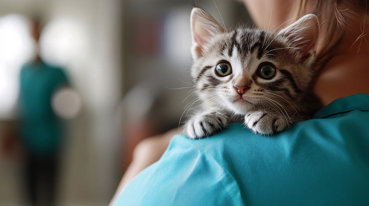 Kitten with vet